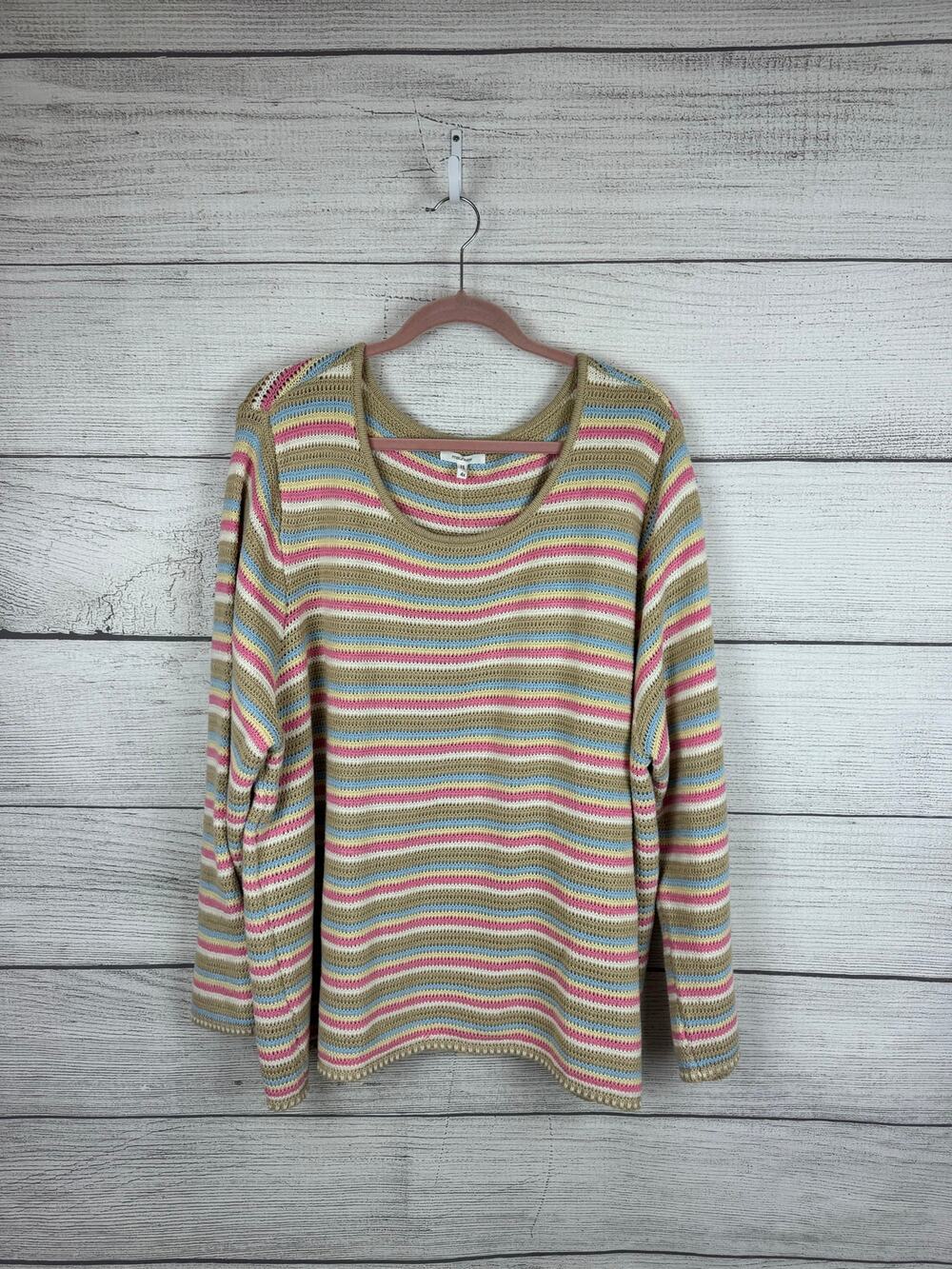 Maurices Plus Size Stripe Knit Summer Crew Sweater Size 4X